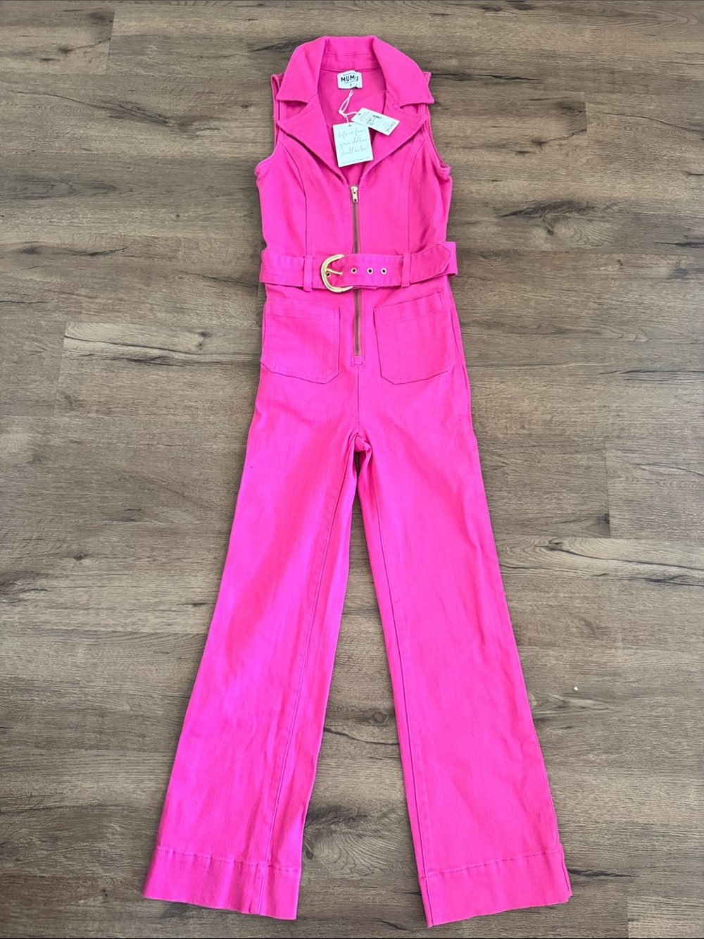 NWT Show Me Your MuMu Bright Pink Sleeveless Belted Jumpsuit